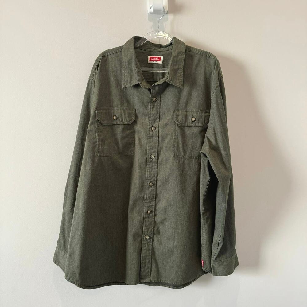 Wrangler Men’s 2XL Green Button Down Long Sleeve shirt - Picture 2 of 5